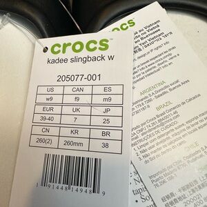 Crocs Kadee slingback. Size 9 wide. Never worn. My feet are too thin.